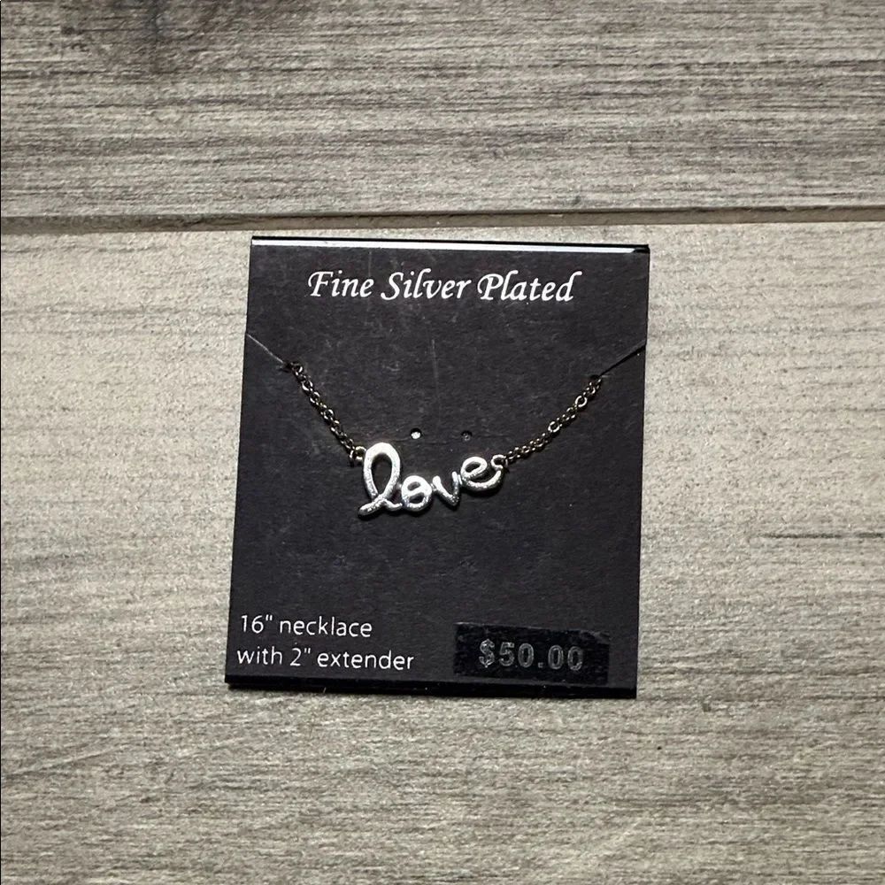 Fine Silver Plated 'Love' Necklace